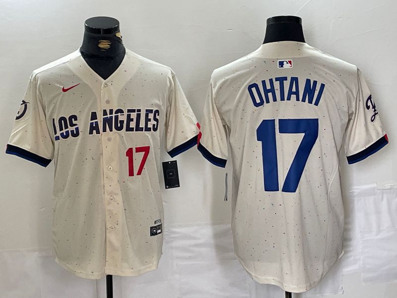 Men Los Angeles Dodgers #17 Ohtani Cream Fashion Nike Game MLB Jersey style 68